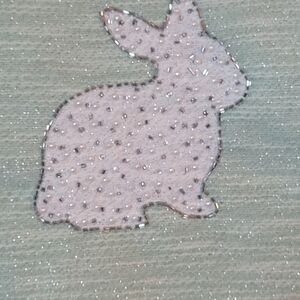 New Rachel Zoe Beaded Metallic Easter Table Runner With Bunnies 16x72